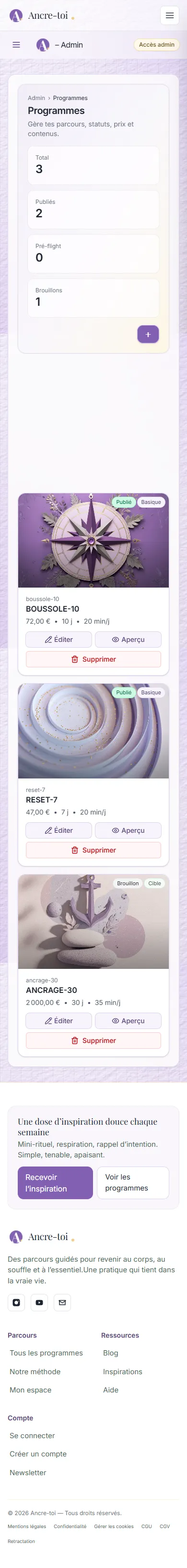 Version mobile du projet Ancre-toi