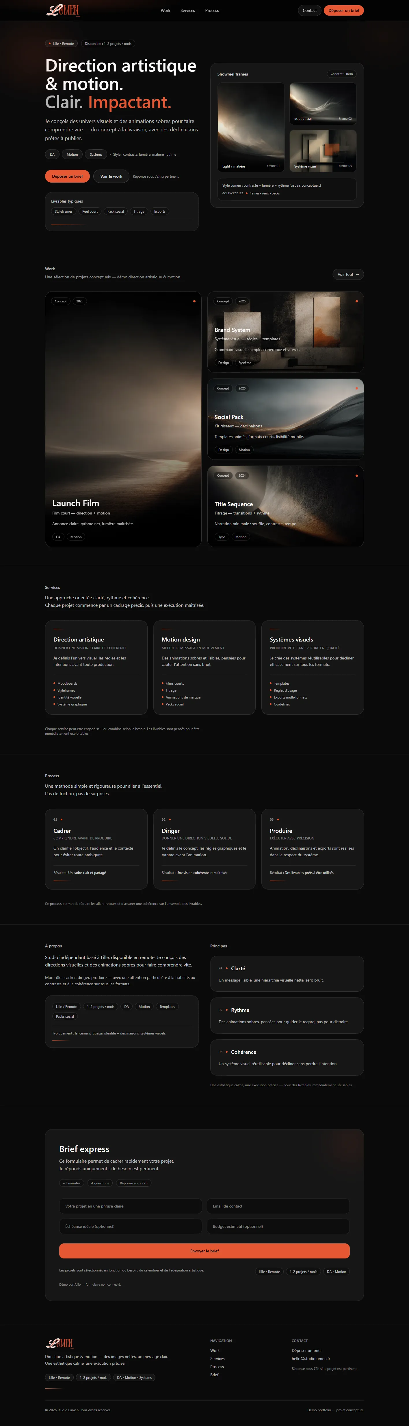 Aperçu du projet Studio Lumen