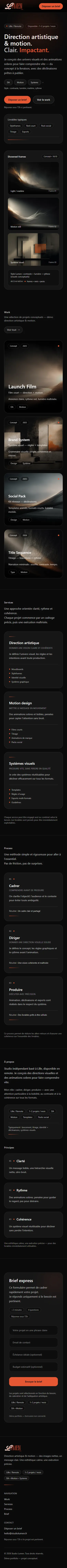 Page d’accueil mobile du projet Studio Lumen