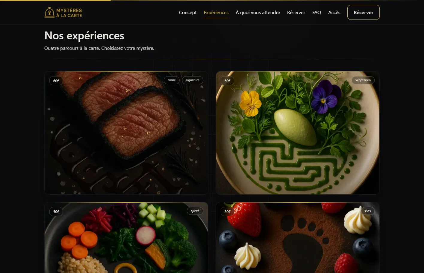 Scène immersive desktop du projet Mystères à la carte