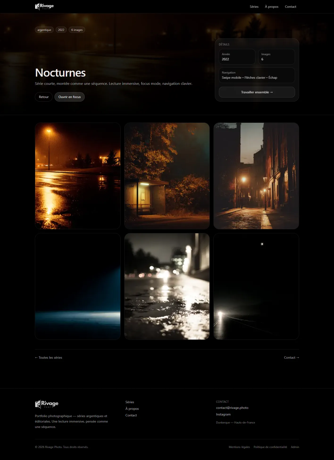 Section galerie desktop du projet Rivage Photo